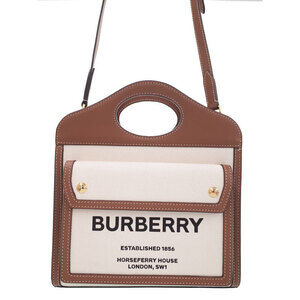 Burberry Two Tone Canvas Leather Pocket Bag